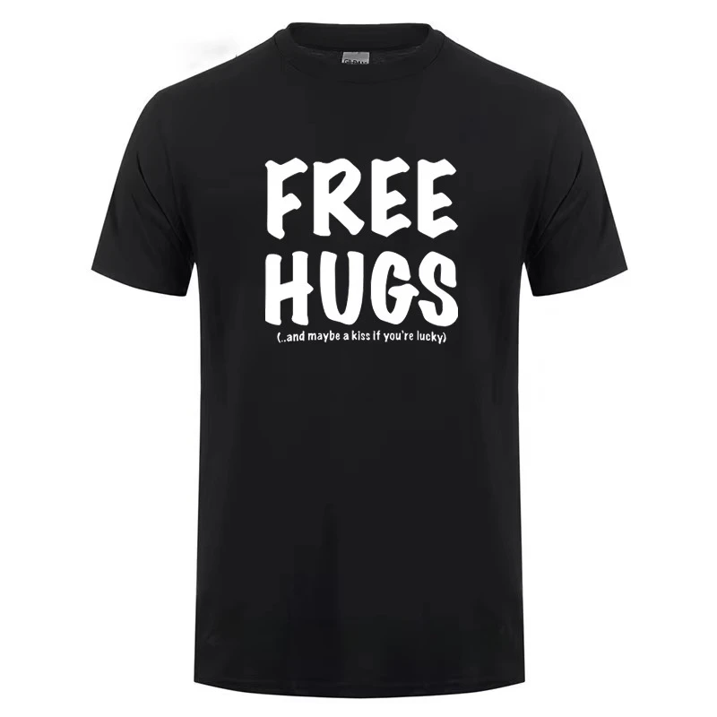 

Футболка с принтом Free Hugs для мужчин, мужские летние топы, футболка с круглым вырезом и коротким рукавом, модная хлопковая футболка, мужская брендовая одежда