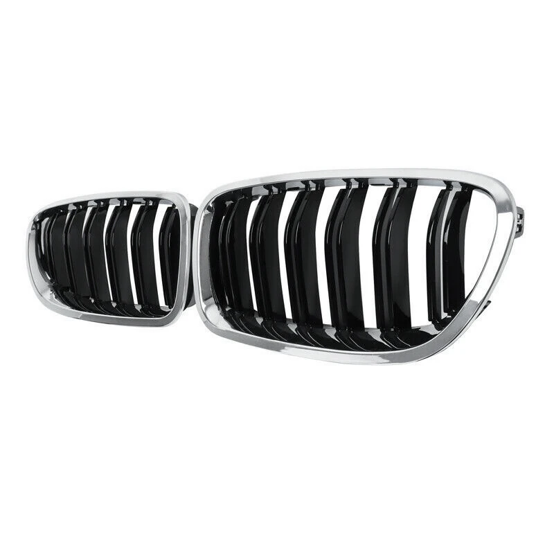 

Car Chrome+Glossy Black Dual Slats Front Kidney Grille Grill For F10/ F11 535I 550I 528I 4-Door