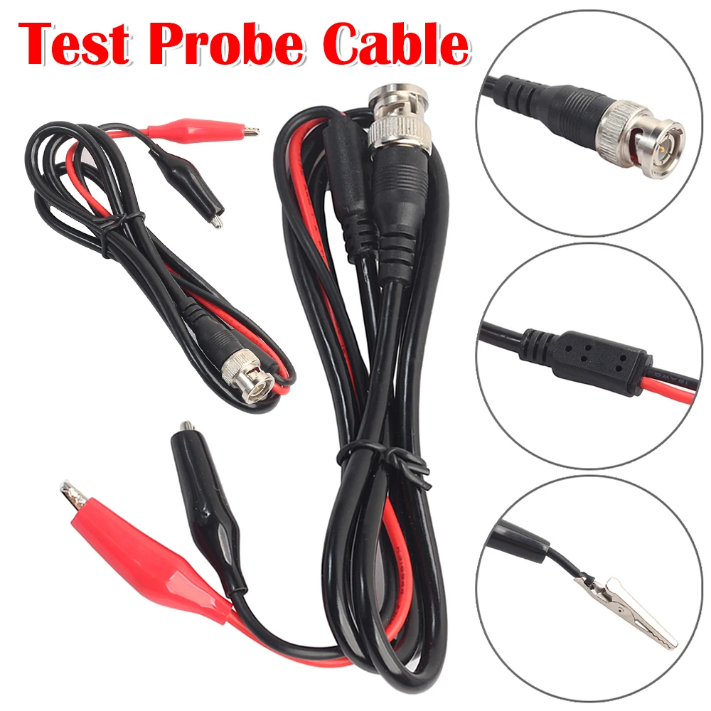 BNC Male Plug To Dual Oscilloscope Test Probe Cable Alligator Clips Oscilloscope Measurement Cable Anti-rust Accessories