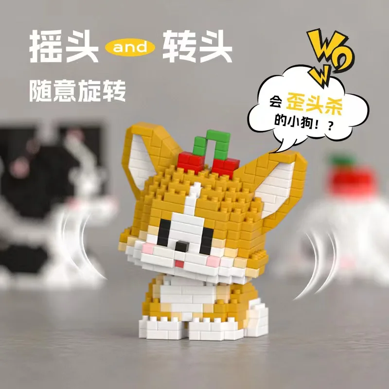 Cute Pet Dog Cat Miniature Model Building Blocks Children Mini City Cartoon Animal Building Blocks Educational Toys Children Gif