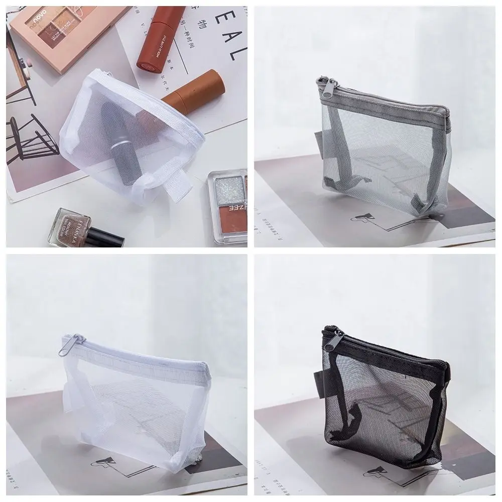 

Change Storage Bag Clear Mesh Bag Small Item Bag Lipstick Cosmetic Bag Mini Coin Purse Solid Color Sanitary Napkin Storage Bag