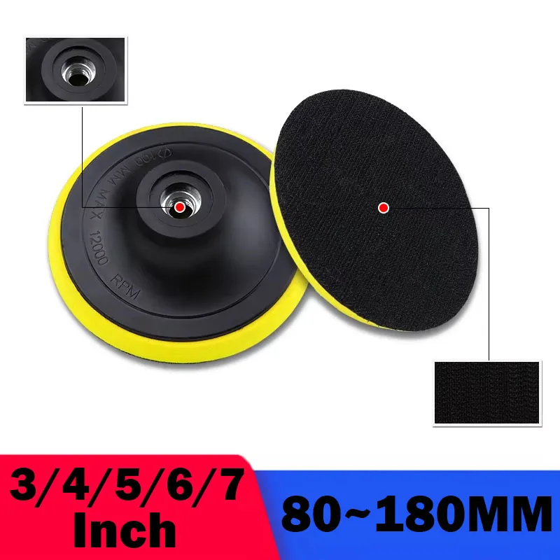 M10 M14  80/100/125/150/180mm Backing Pad Grinding Holder Disc Velcro Fastener 3/4/5/6/7 Inch for Angle Grinder Grinding Wheel