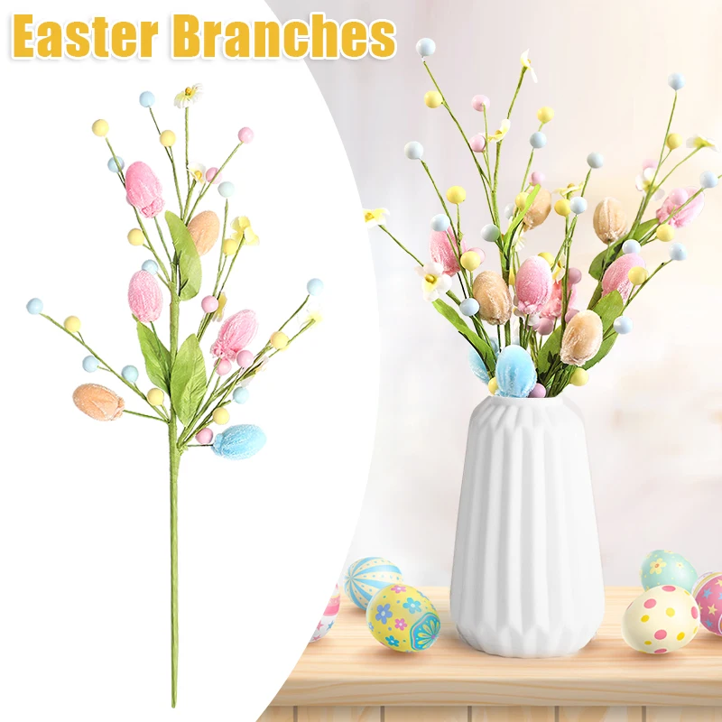 1/3 Stück Ostern Blumeneier Äste Gefälschte Pflanze 2025, Frohe Ostern, Party, Zuhause, Vase, Dekoration, Frühling, Blumenstiel, DIY-Sträuße