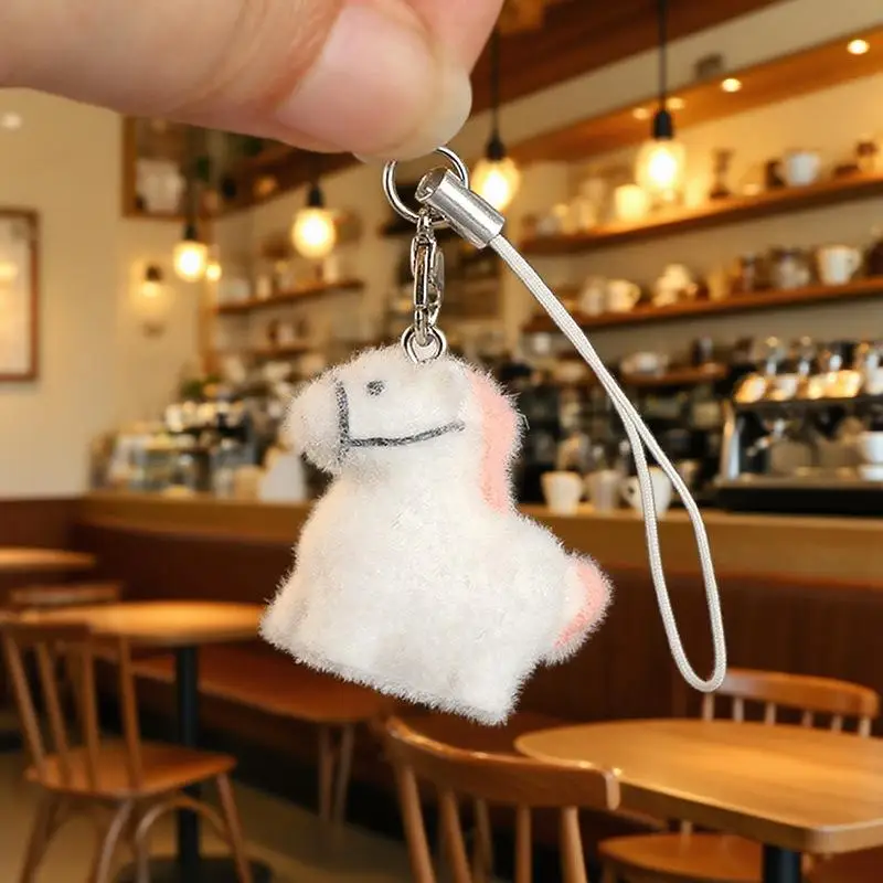 لطيف الكرتون يتدفقون الحيوان ثروة الحصان المفاتيح حقيبة زودياك الحصان سيارة كيرينغ السنة الجديدة هدية سماعة قلادة الديكور #5