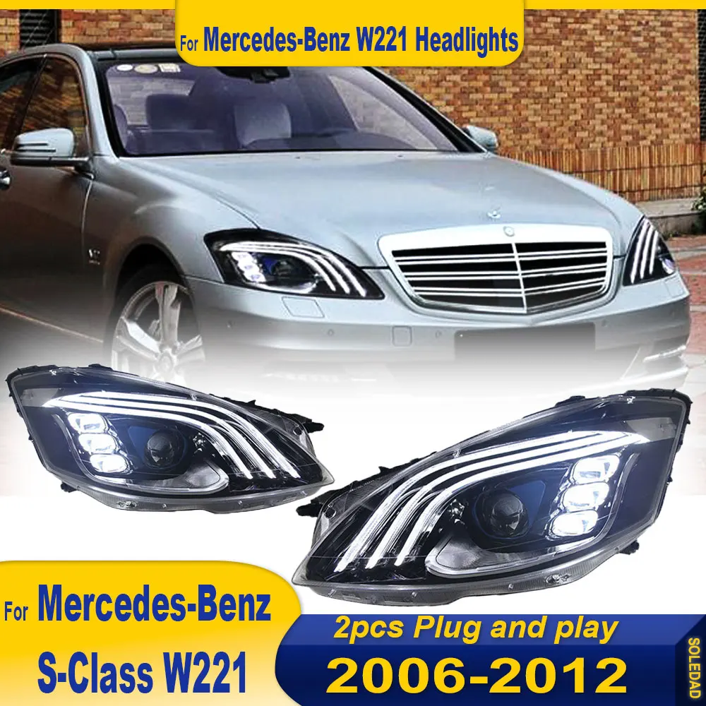 Pair Headlights For Mercedes-Benz S class W221 2006-2012 Maybach style LED Auto Headlamp Assembly Projector Lens Accessories