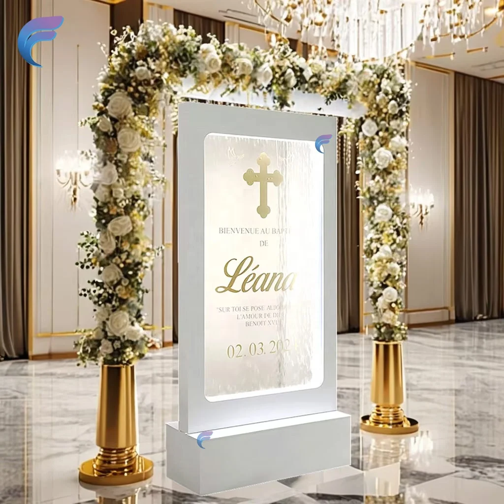 Customization.Whosale Indoor Glass Waterfall Wall with Wedding Decoration Wireless Control Wedding Fountain Waterfall