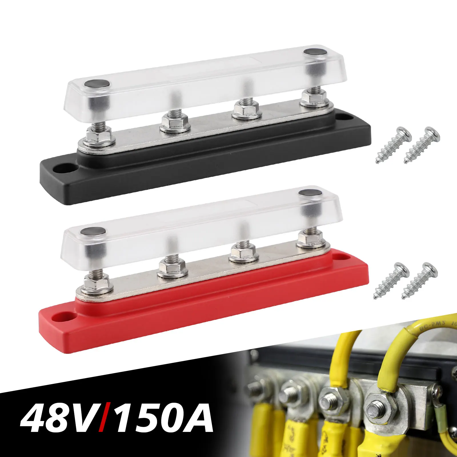 150A Bus Bar Power Distribution Block Heavy Duty Module Design Busbar Terminal Studs for Marine Automotive RV Boat Truck