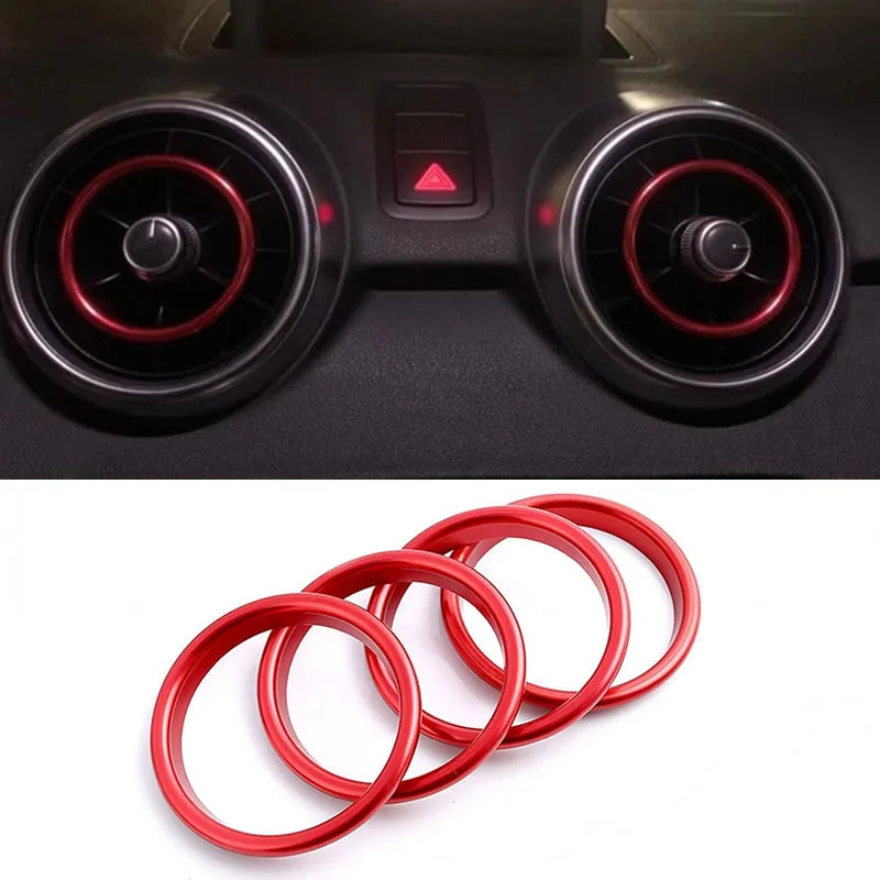 Aluminium Alloy Car Styling Accessories  Instrument Panel AC Air outlet Inner Decoration Ring Fit For Audi A1 2014-2017