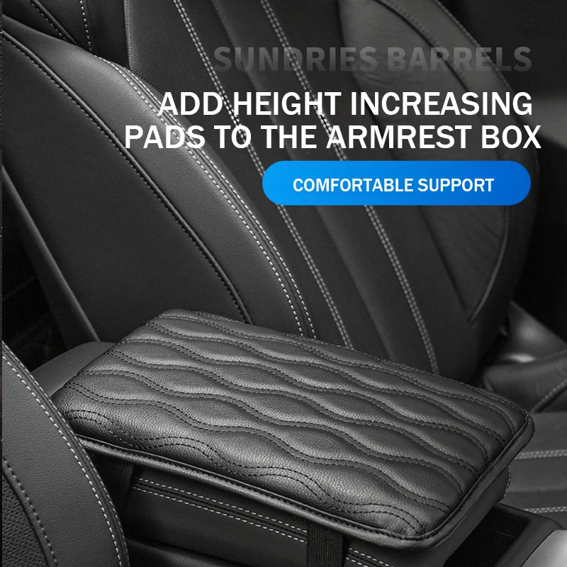 Wave Embroider PU Leather Car Armrest Mat Auto Center Console Seat Box Protection Cushion Hand Supports Storage Box Cover Pad