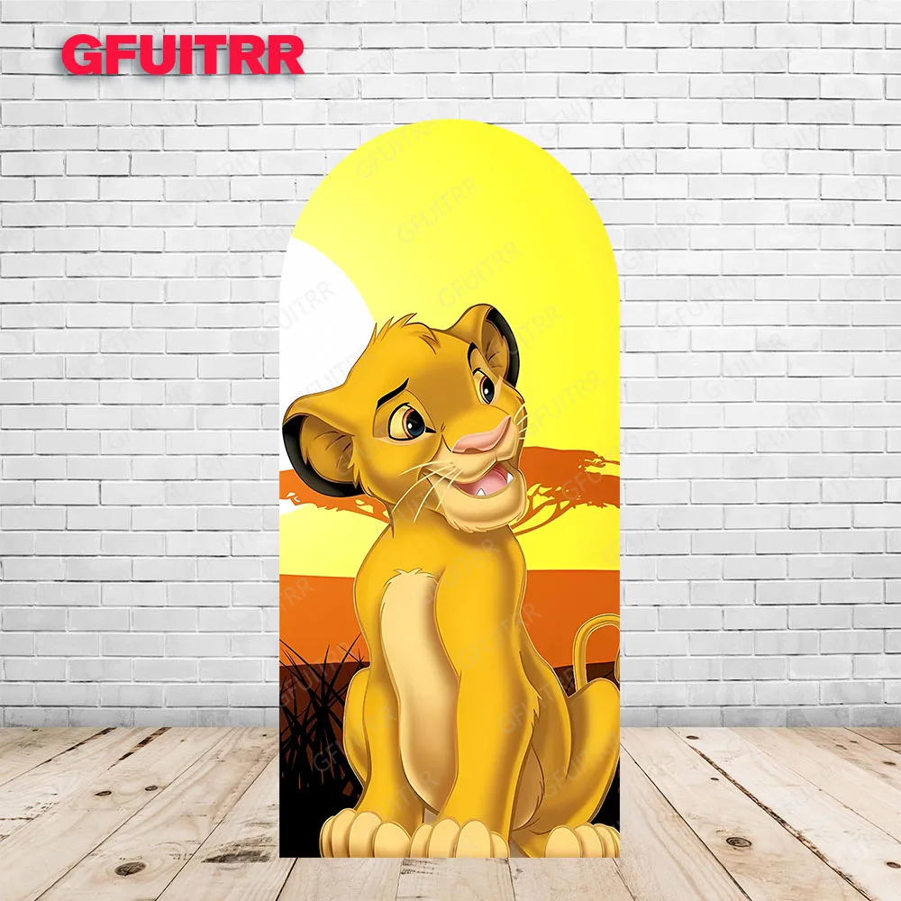 The Lion King Arch Backdrop Photography Background for Kid Birthday Party Doubleside Print Fabric Baby Shower Photo Props