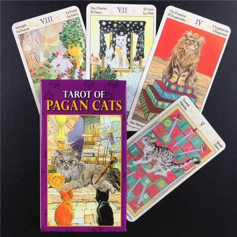 Tarocchi Mini formato Tarocchi di gatti pagani Tutti i tarocchi inglesi Carte da gioco da tavolo Raccolta di famiglia Gioco da tavolo da tavolo