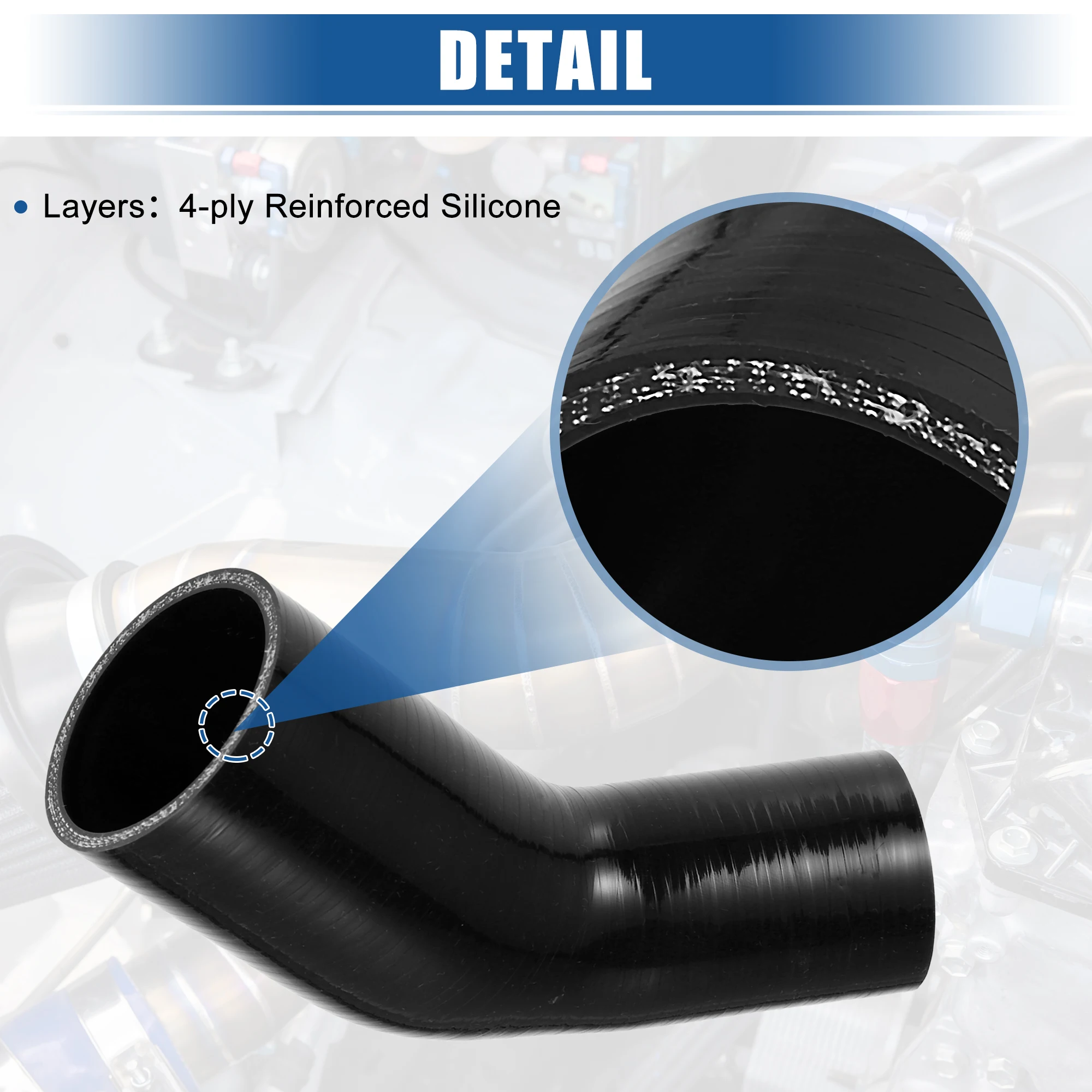 UXCELL 45도 51mm-63mm 70mm-76mm ID 4Ply 자동차 팔꿈치 감속기 실리콘 호스 커플러 인터쿨러 튜브 흡입 배관