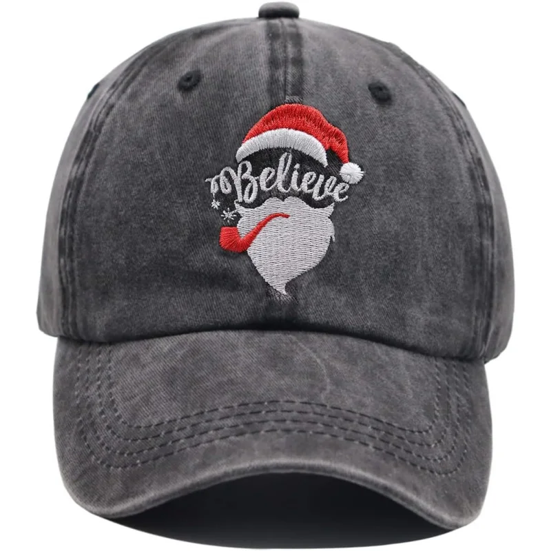 

Christmas Funny Hats for Men Women, Santa Always Believe Gifts, Adjustable Embroidered Merry Xmas Holiday Baseball Cap