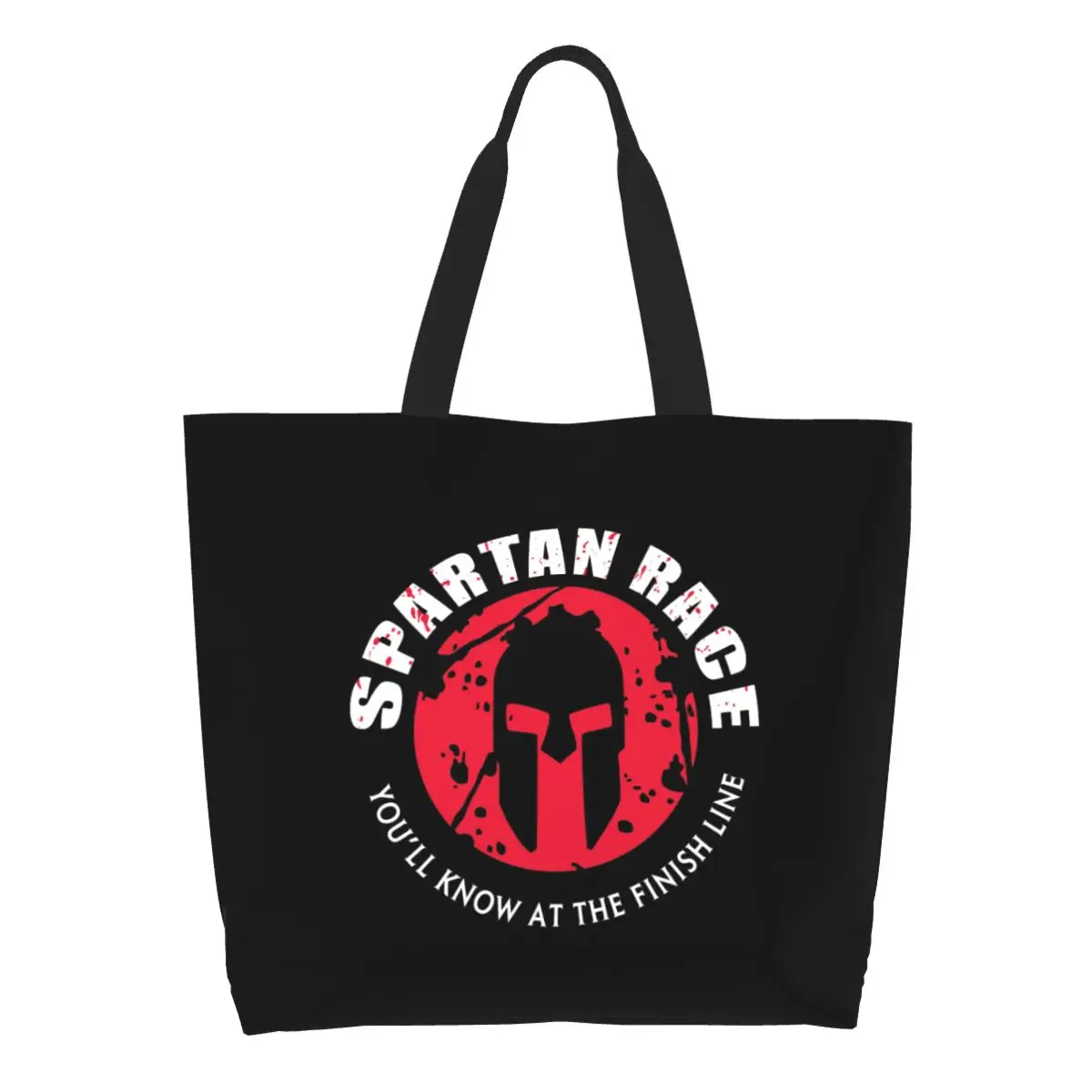 Reciclagem Spartan Race Sparta Spirit Sacola de compras para mulheres, Sacola de lona de ombro, Sacos de compras portáteis