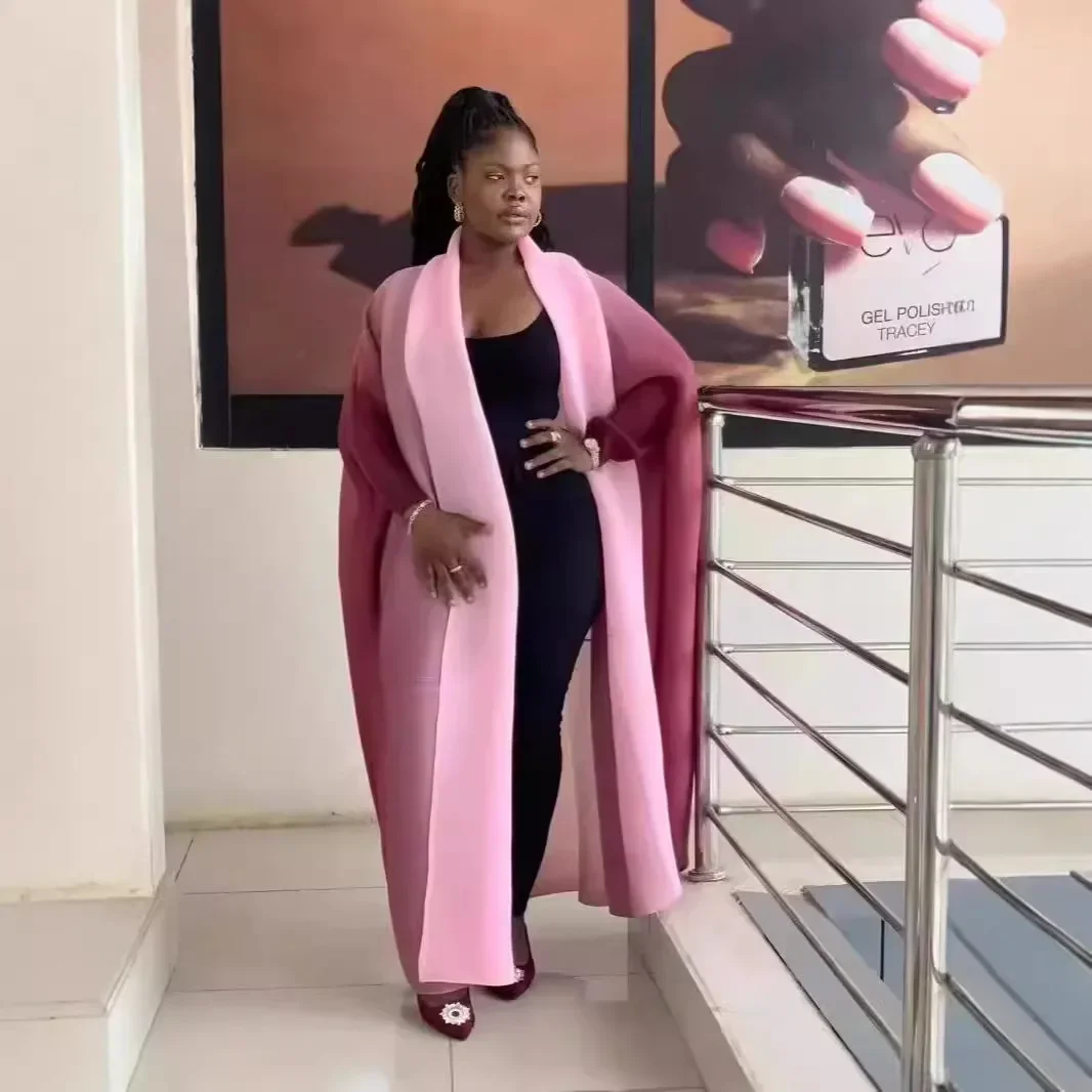 Manteau long à impression numérique du Moyen-Orient pour femme, Cape à changement progressif, Ata Yake possède, 2024