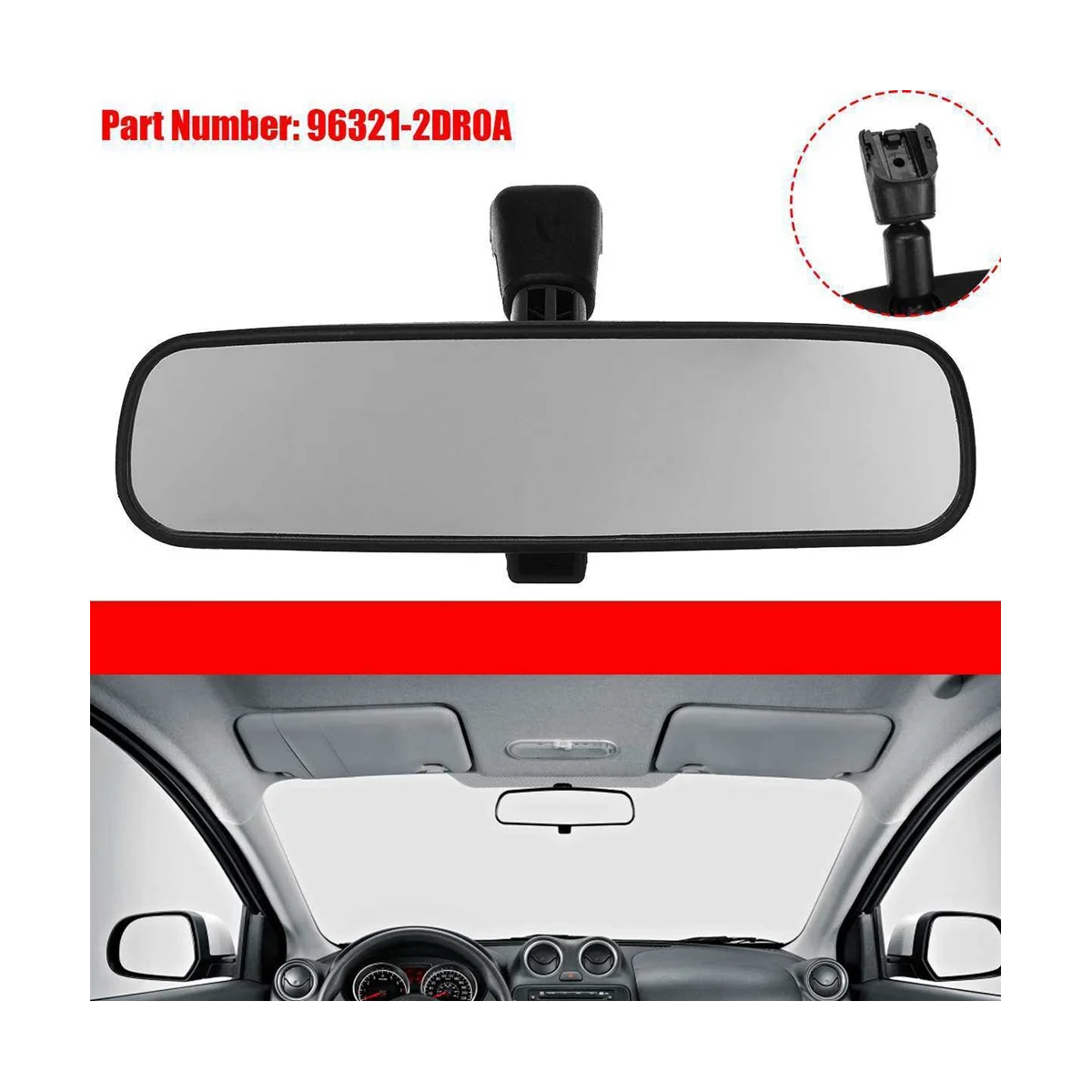 Interior Rear View Mirror for Navara 350Z Altima 963212DR0A 96321-2DR0-A103 963212DR0A103