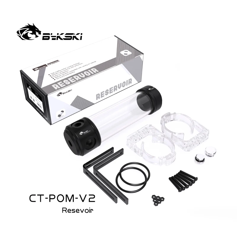 BYKSKI CT-AL-V2/CT-POM-V2 150/260/200mm Lengte X 50MM Diameter Acryl POM Dubbele Cilindrische Watergekoelde Tank Reservoir Cover