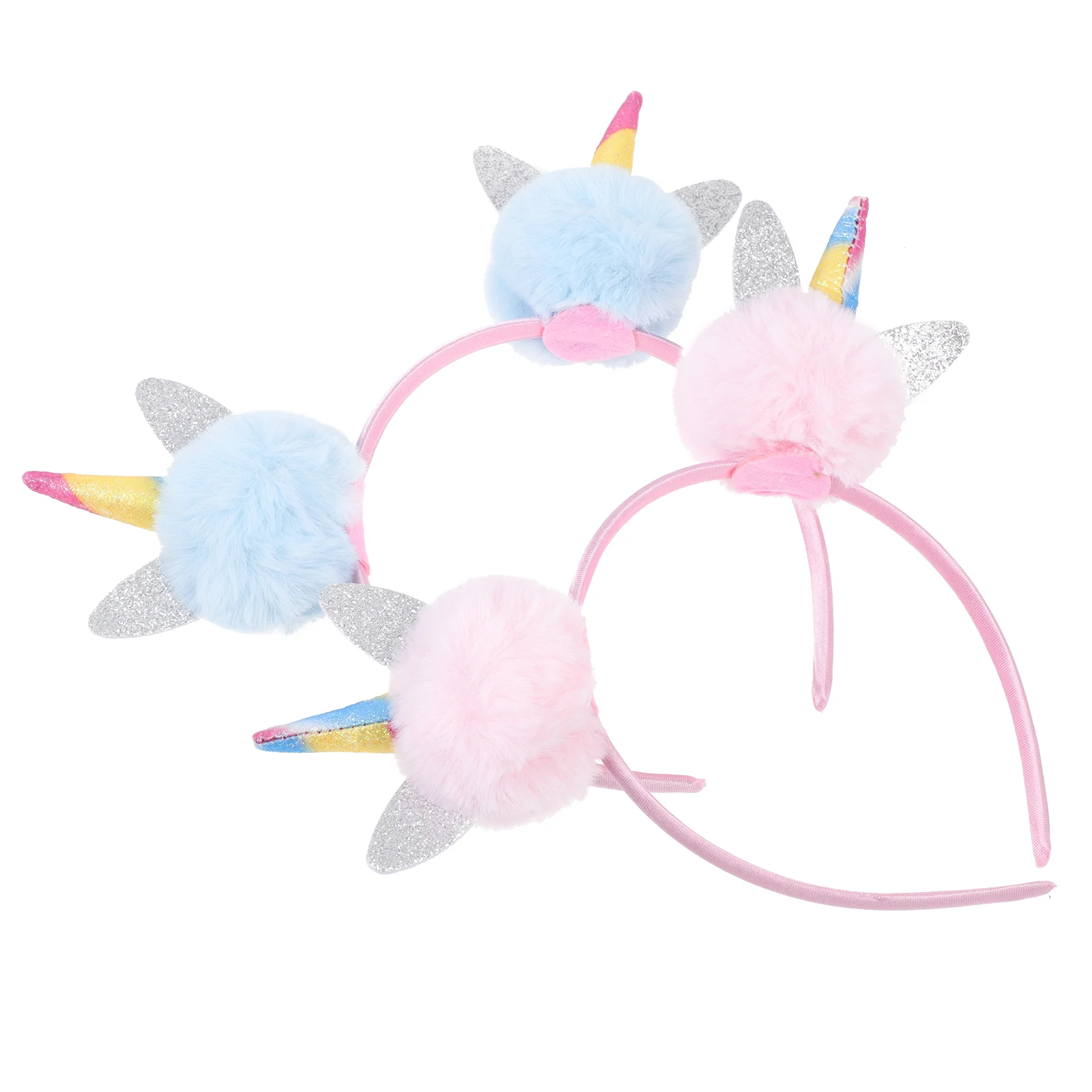 

2 Pcs Unicorn Headband Hair Hoops Photography Props Bands Party Decors Festive Hairband Plush Ball Cosplay Headdress