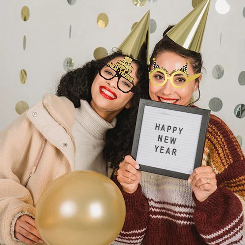 6pcs Happy New Year Paper Glasses 2025 Eyeglasses Frame Photo Booth Props New Year's Eve Party Decoration Christmas Supplies image 2