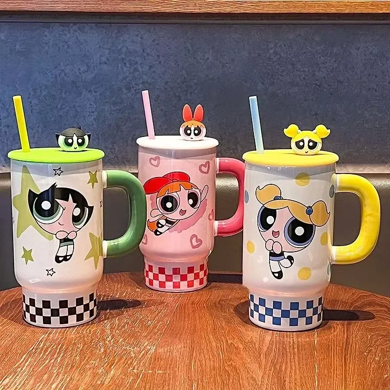 Nuovo The Powerpuff Girls Blossom Bubbles Buttercup anime periferico creativo cartone animato tazza di ceramica personalizzato carino regalo tazza d'acqua