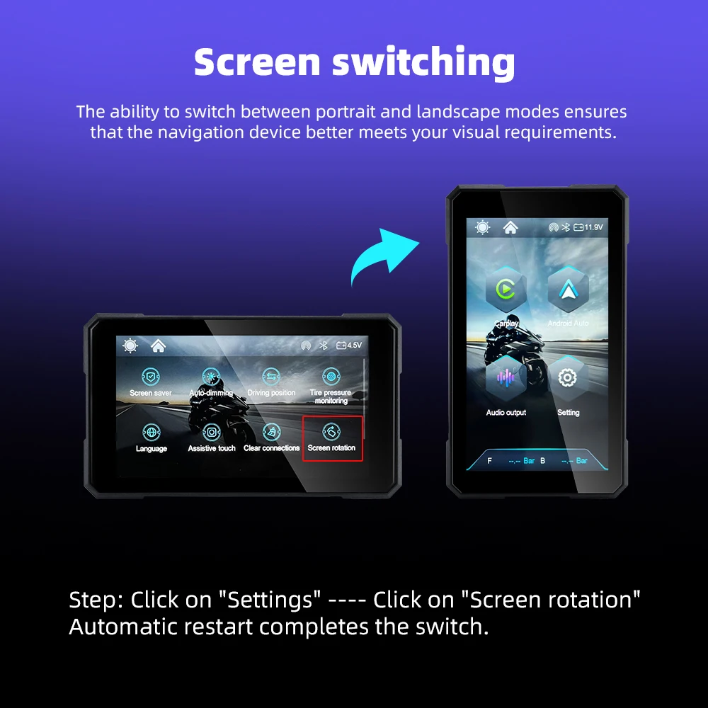 EKIY 5.0 بوصة لاسلكية CarPlay Moto Android Auto المحمولة الرقمية للدراجات النارية لوحة القيادة GPS والملاحة شاشة عرض قابلة للإزالة
