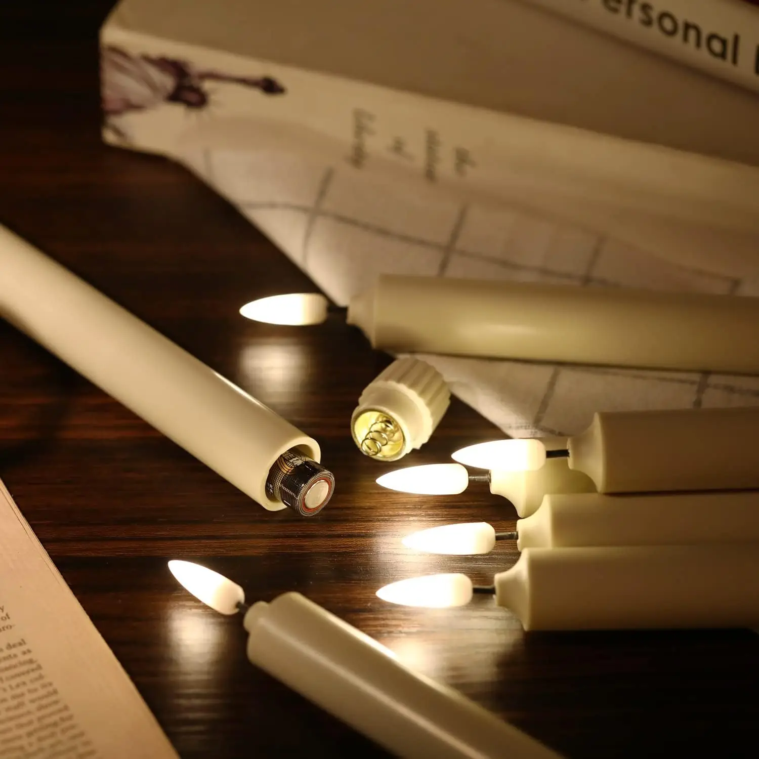 Realistic 3D Wick Window Timer Candles Remote controlled Flameless Flickering LED Taper Candle light Battery powered Table Decor