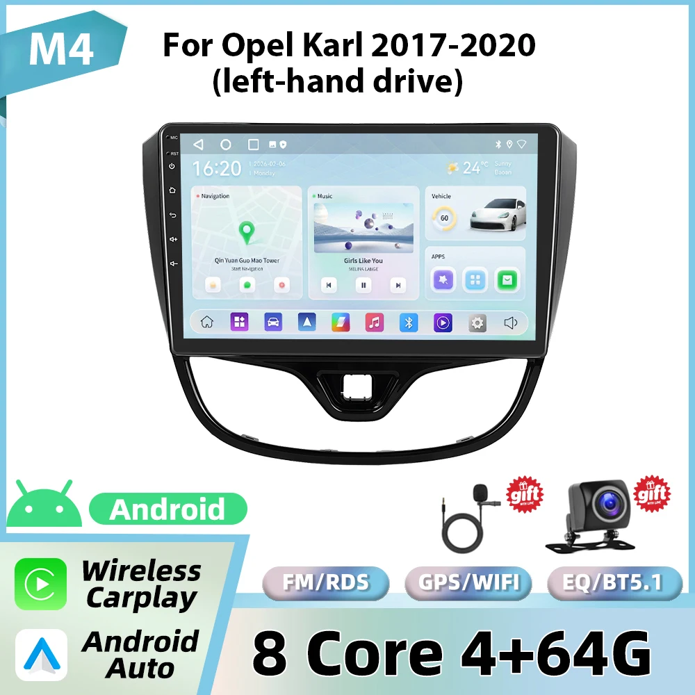 Podofo Draadloze Carplay Android Auto Radio Voor Opel Karl 2017-2020 (links) Auto Intelligente Systemen GPS BT FM/RDS 2din Autoradio