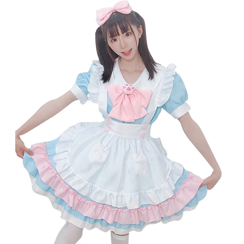 2023 New Pink Cat Claw Bow Maid Dress Cute Maid Dress Alice Cosay Performance Dress Cute Girl Clothing Export