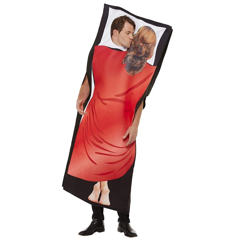 الرجال 2 في السرير الأحمر الكل في واحد هالوين يتوهم اللباس الكبار زي السرير الأحمر