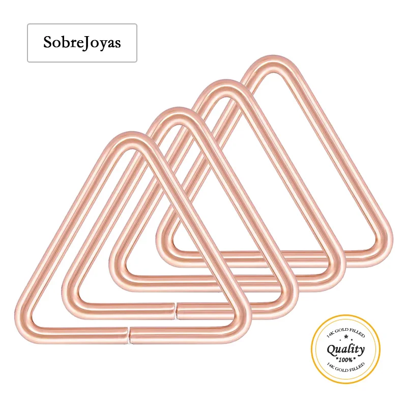 Открытые треугольные кольца из розового золота 14 карат для ожерелья 5/7,6/10 мм, ювелирные изделия, треугольное кольцо для прыжка