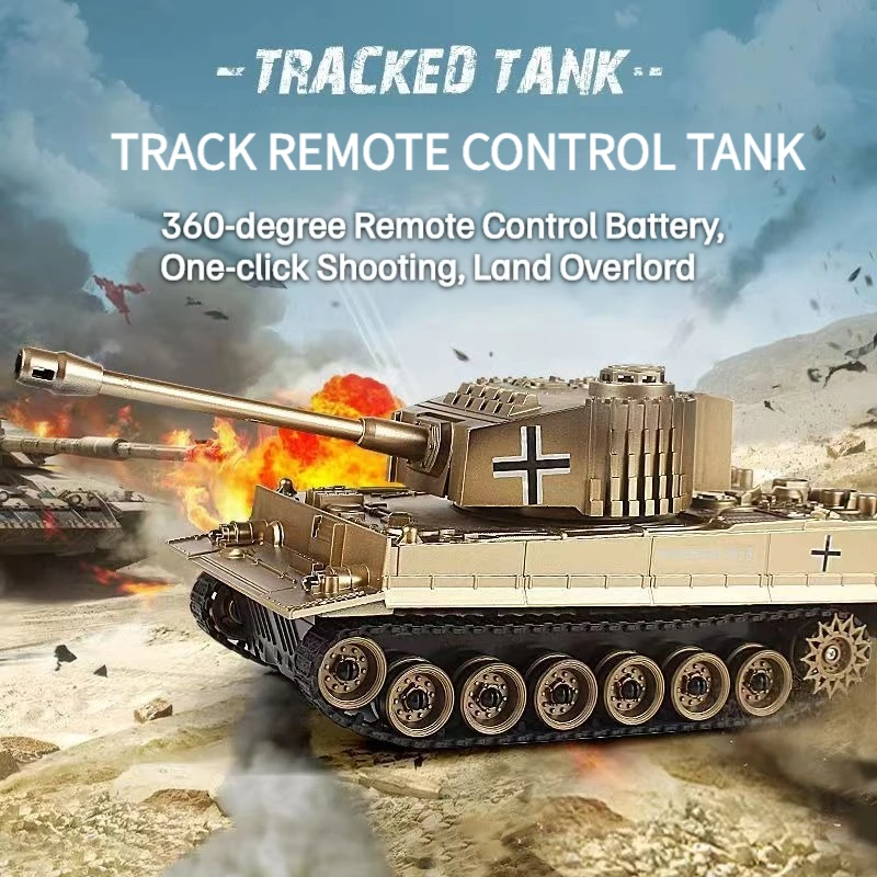 RC Tanks Large 2.4G 9 Channels Sound Effects Tracked Remote Control Battle War Tank Simulated Toys for Boys Men\'s Children\'s Toy