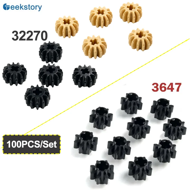 Blocs de construction de technologie d'engrenage à 12/8 dents, pièces 3647 32270, engrenage conique Double face assemblé, briques MOC, jouet, accessoires modifiés