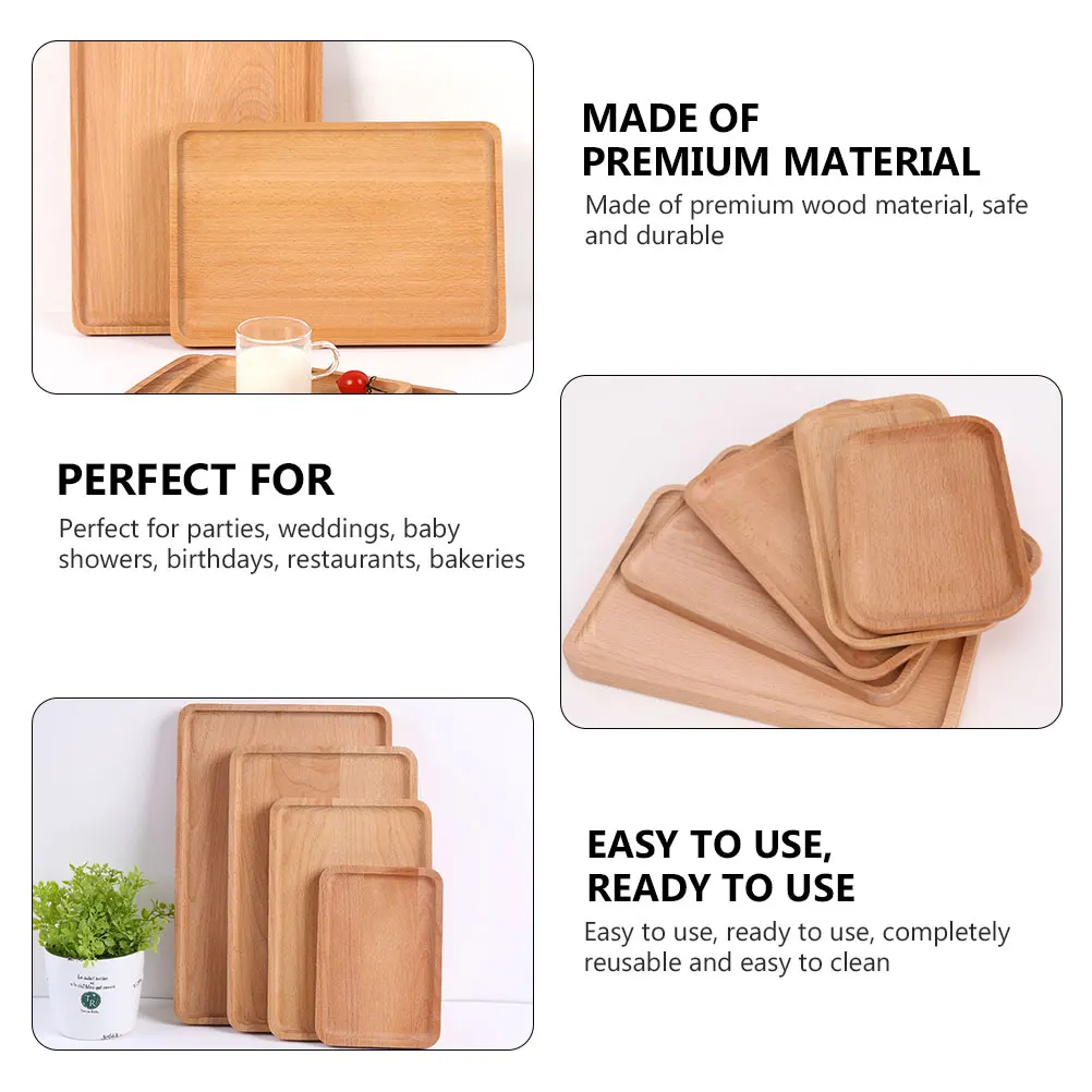 

1pc Solid Wood Tea Tray Natural Fruit Cake Dessert Serving Plate Storage Tray For Snack Fruit Household Tableware Reusable Food