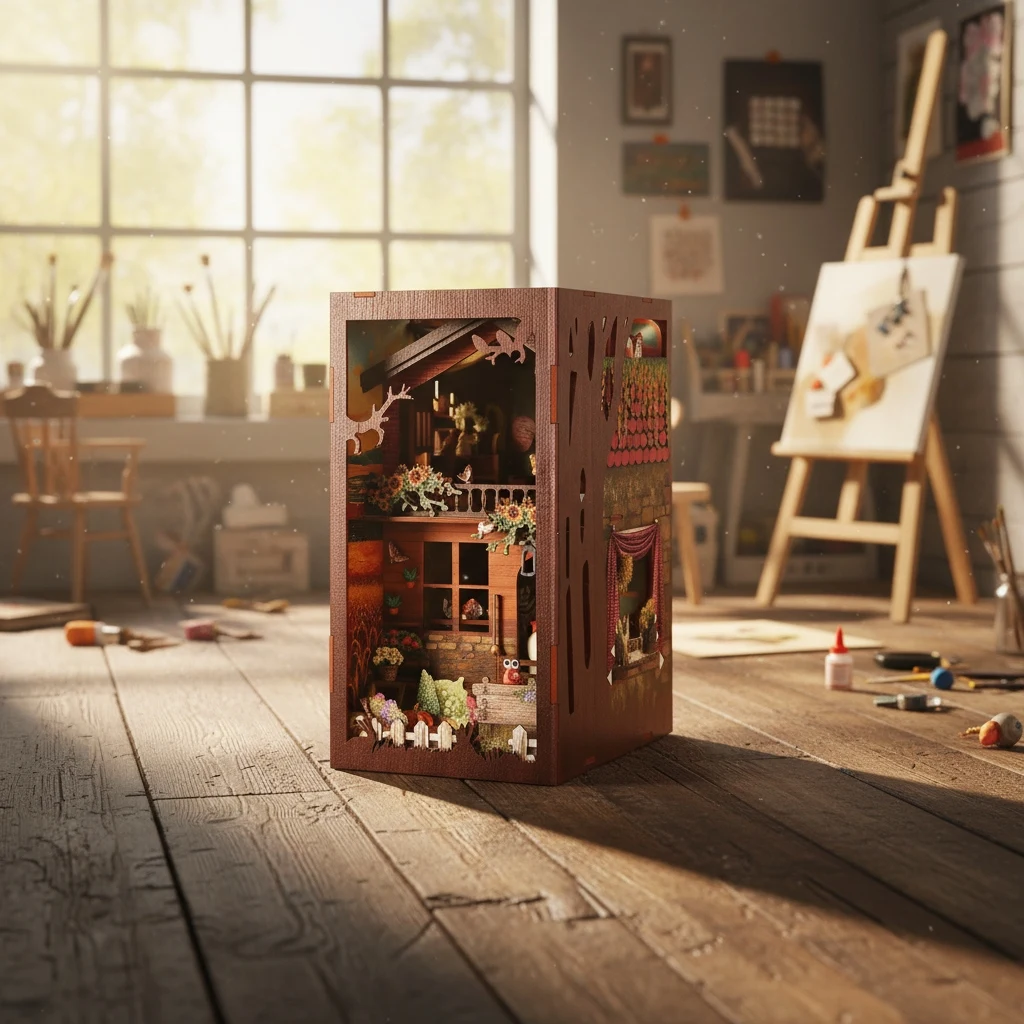 

OUZEY Bedroom Decorations Book Nook Kit Building And Construction Toys DIY House Miniature Kit Puzzles For Adults Wood Model