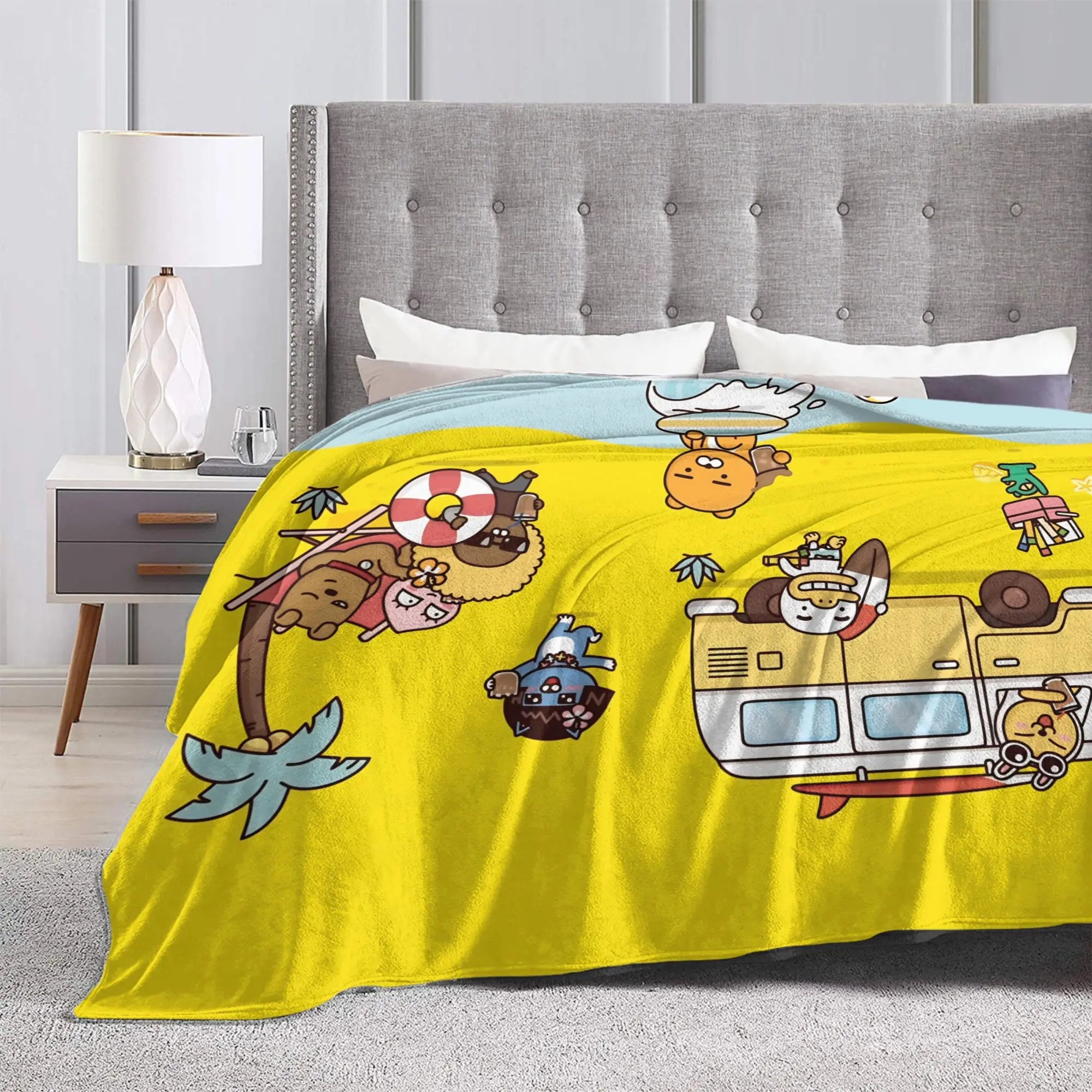 K-Kakaos F-Friends أنبوب Apeach Ryan الثلاثي بطانية جودة دافئة رمي بطانية الشتاء نزهة ديكور المنزل المفرش الجمالي #3