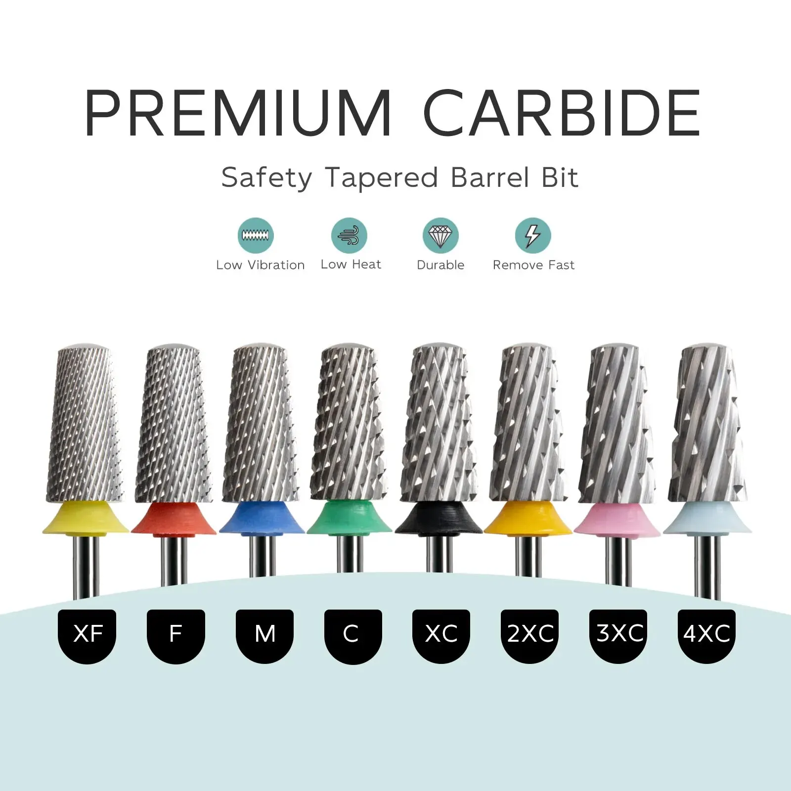 HYTOOS Brocas cónicas de seguridad para uñas 3/32 Brocas de carburo superiores lisas para uñas Taladros eléctricos Accesorios para archivos Gel de eliminación