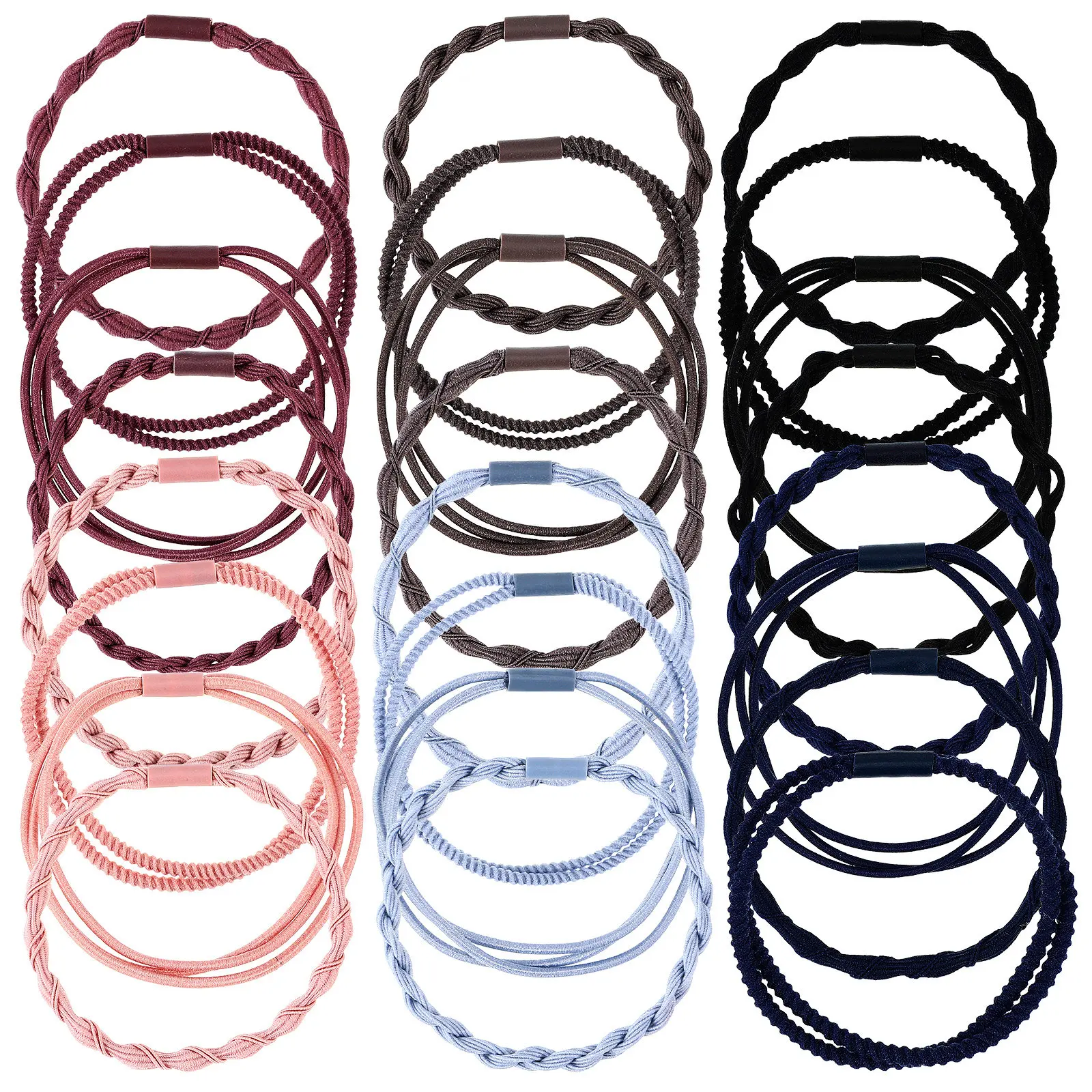 

24Pcs Stretchy Hair Ties No Damage Tight Weaving Rich Variety Easy Carry Ponytail Holders for Women Hair Ties Ponytail Holders