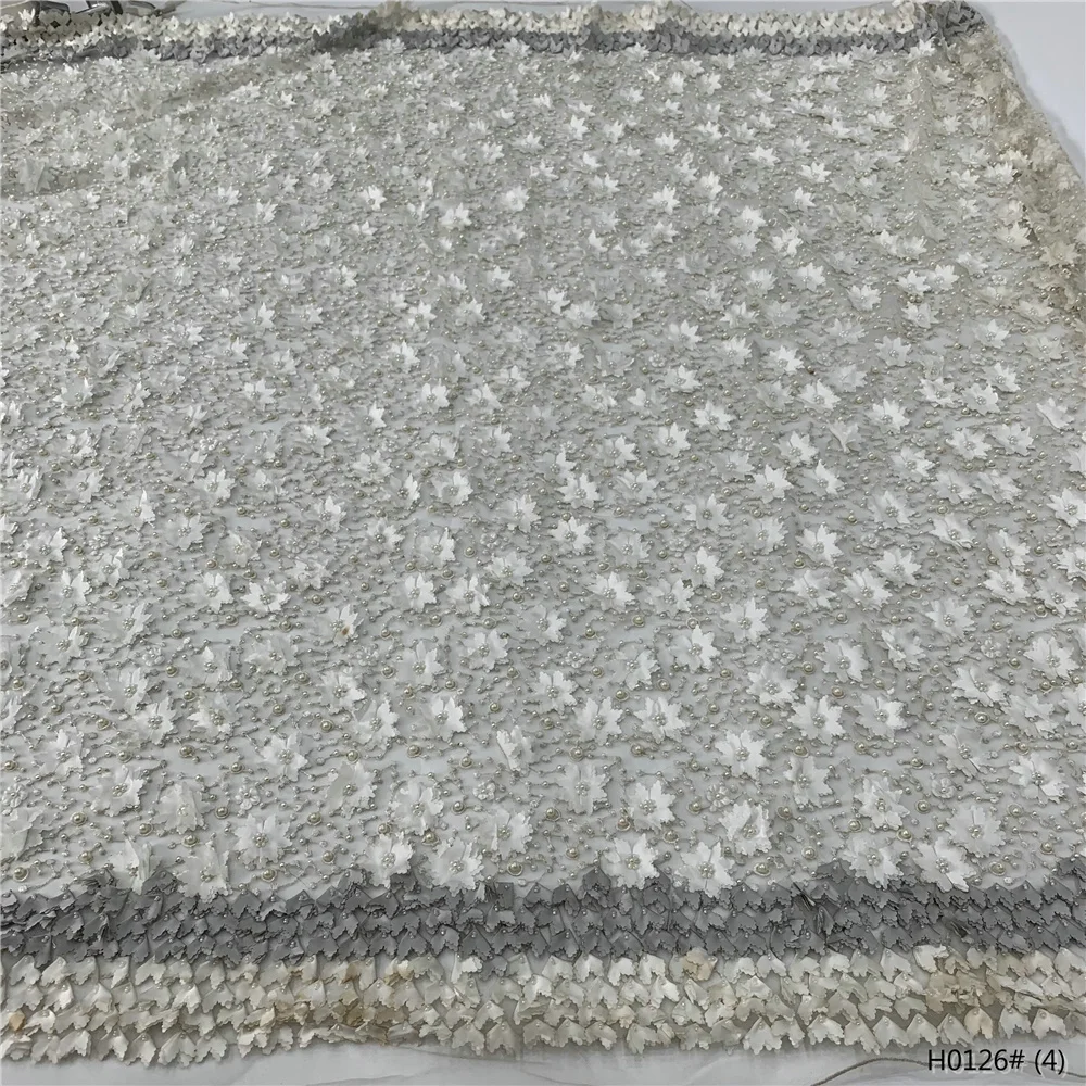 

African Nigerian Sequins Embroidery Tulle Lace Fabric, Sewing Beads Stone Prom Dresses, High Quality, 5Yards, 2026 PS0062