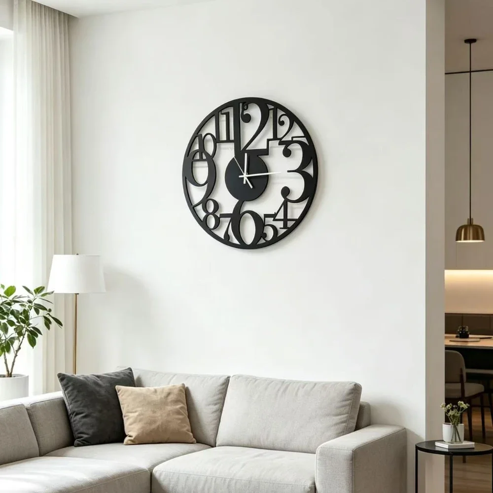 40cm Round Irregular Digital Iron Wall Clock Home Decoration Living Room Fashion Wall Watch Dining Room 16 Inch Metal Wall Clock