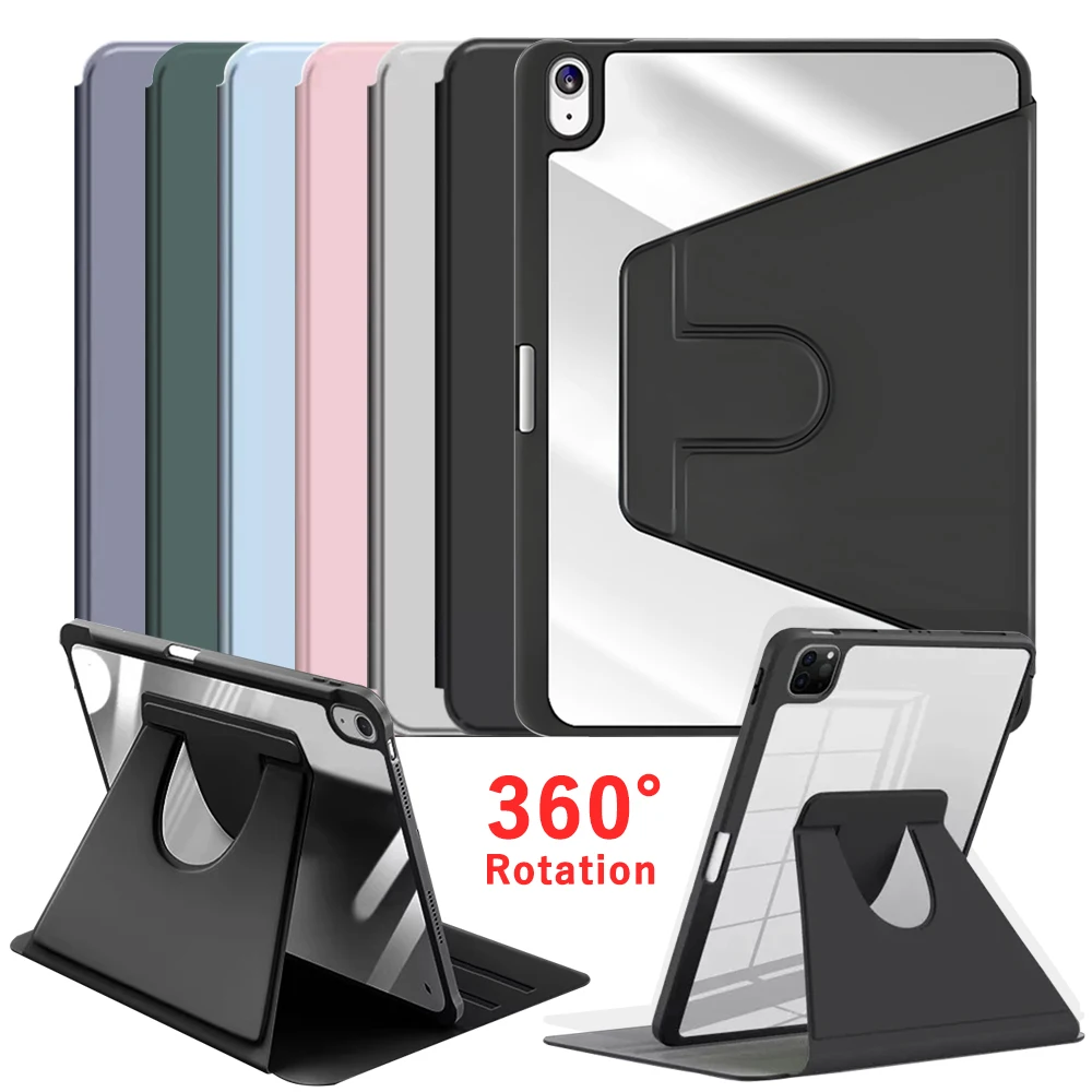 

360 ° Вращающийся чехол-подставка для iPad 9.7, 10.2'', 5, 6, 7, 8, 9, 10, 11 поколений, 10.9'', 11'', Mini, Air 1, 2, 3, 4, 5, 6, 7, 11, 13, 2024, 2025, Pro 11, 12.9