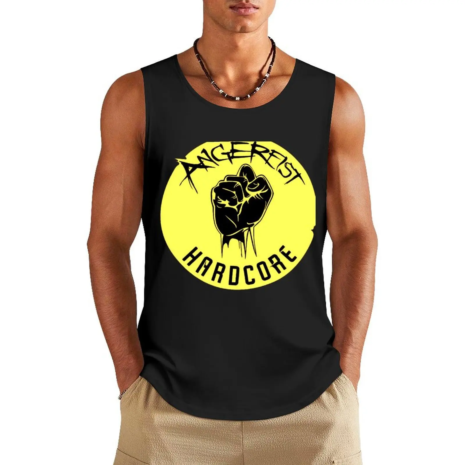 

Angerfist rock metal band logo Classic Tank Top anime t-shirts Fitness men clothing Vest male gym shirt men