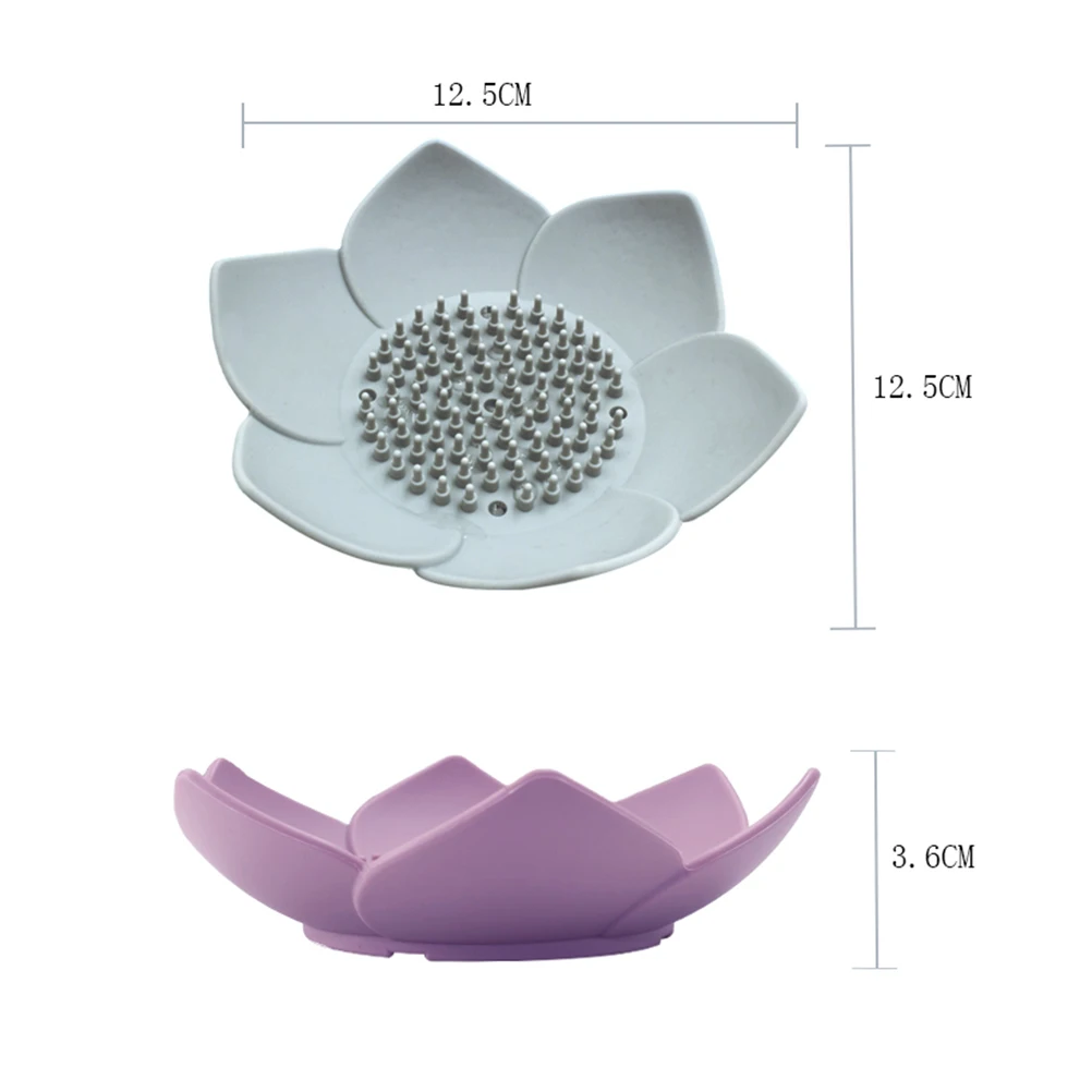 

Creative Petals Shaped Soap Dish Silicone Flower Holder Draining Storage Box Solid Tray for Home Bathroom Toilet Use Grey