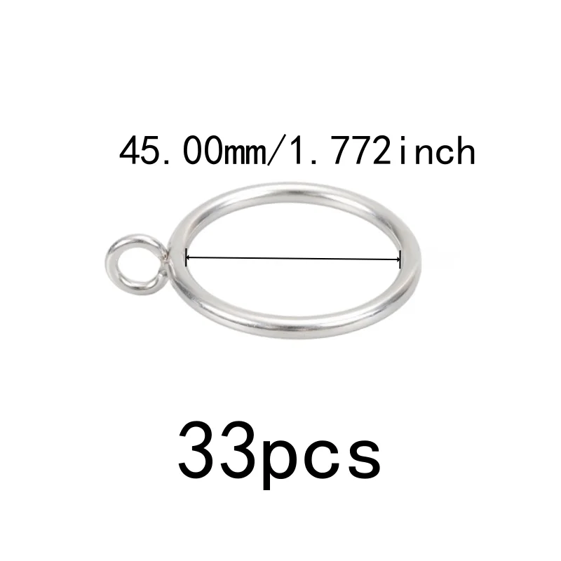 Smooth Sliding On Rod 45mm Iron Drapery Rings 33 pcs, perfect for Bedroom Blackout Drapery, Rust Resistant Finish, Silver