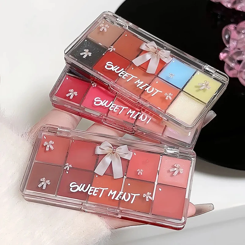 10 สี Lip Jelly แผ่นกระจกคริสตัล Lip GLOSS Moisturizing Water Glass สีแดงสีส้ม Lip Oil Balm เซ็กซี่แต่งหน้า Palette