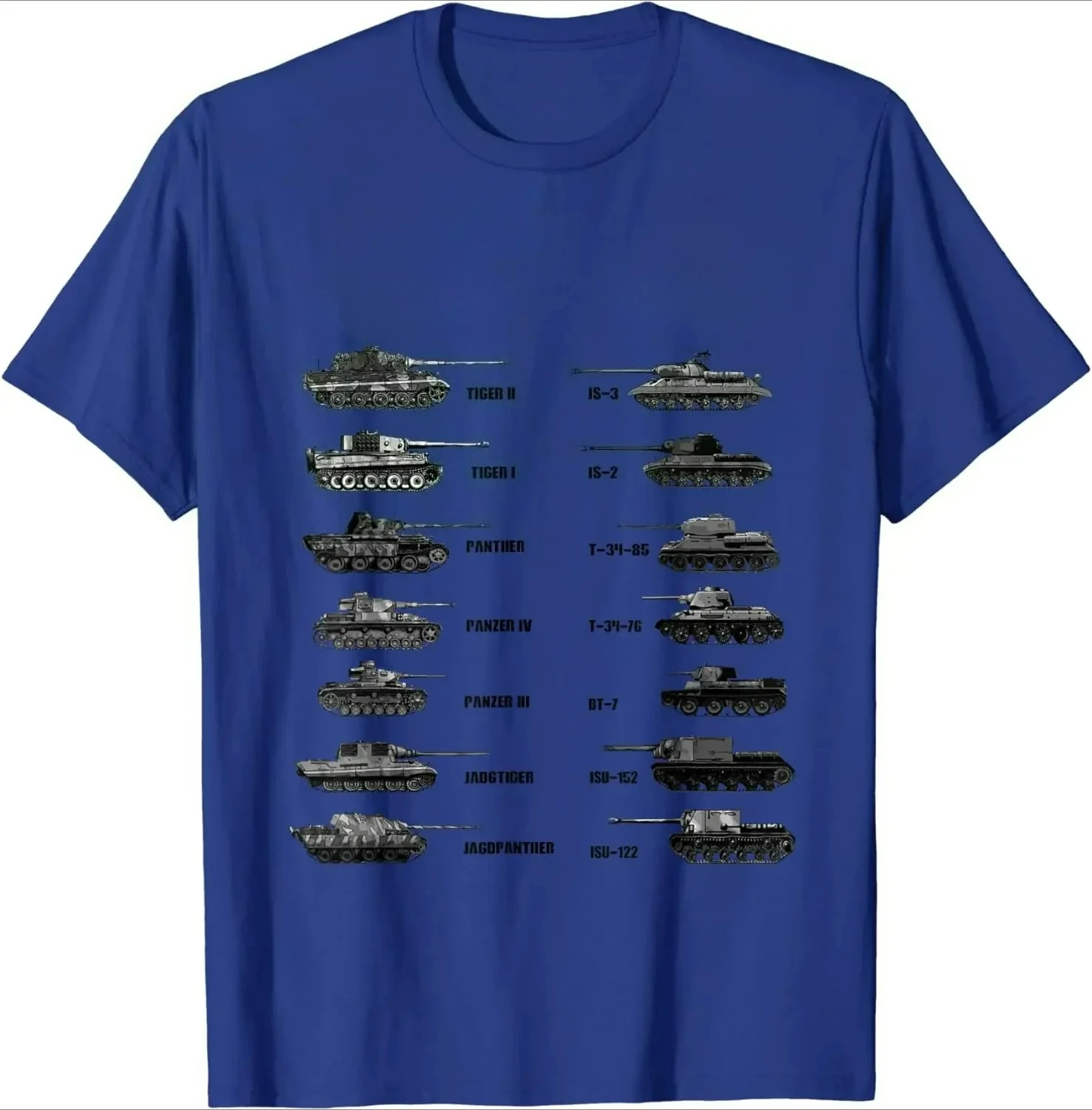 Tiger Panzer Soviet IS-3 T-34 Tanks T-Shirt O-Neck Summer Short Sleeve Casual Mens T-shirt Size