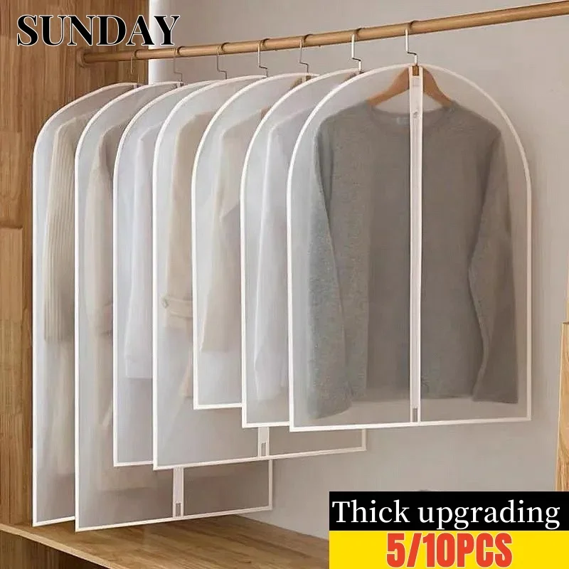 

Clothe Hanging Dust Cover Wedding Dress Bag Suit Coat Storage Bags Wardrobes Transparent Enclosed Garment Rack Cover with Zipper