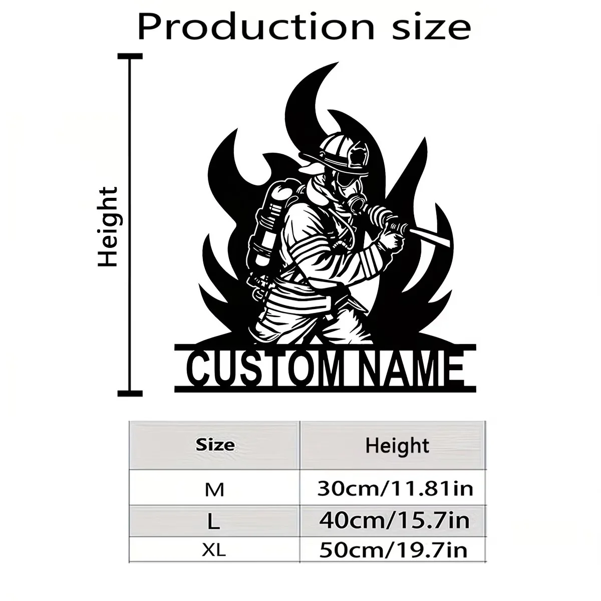 Customizable Personalized Iron Firefighter Sign, Suitable for Scene-Themed Decorations, Door Embellishments, Silhouette Wall Ar