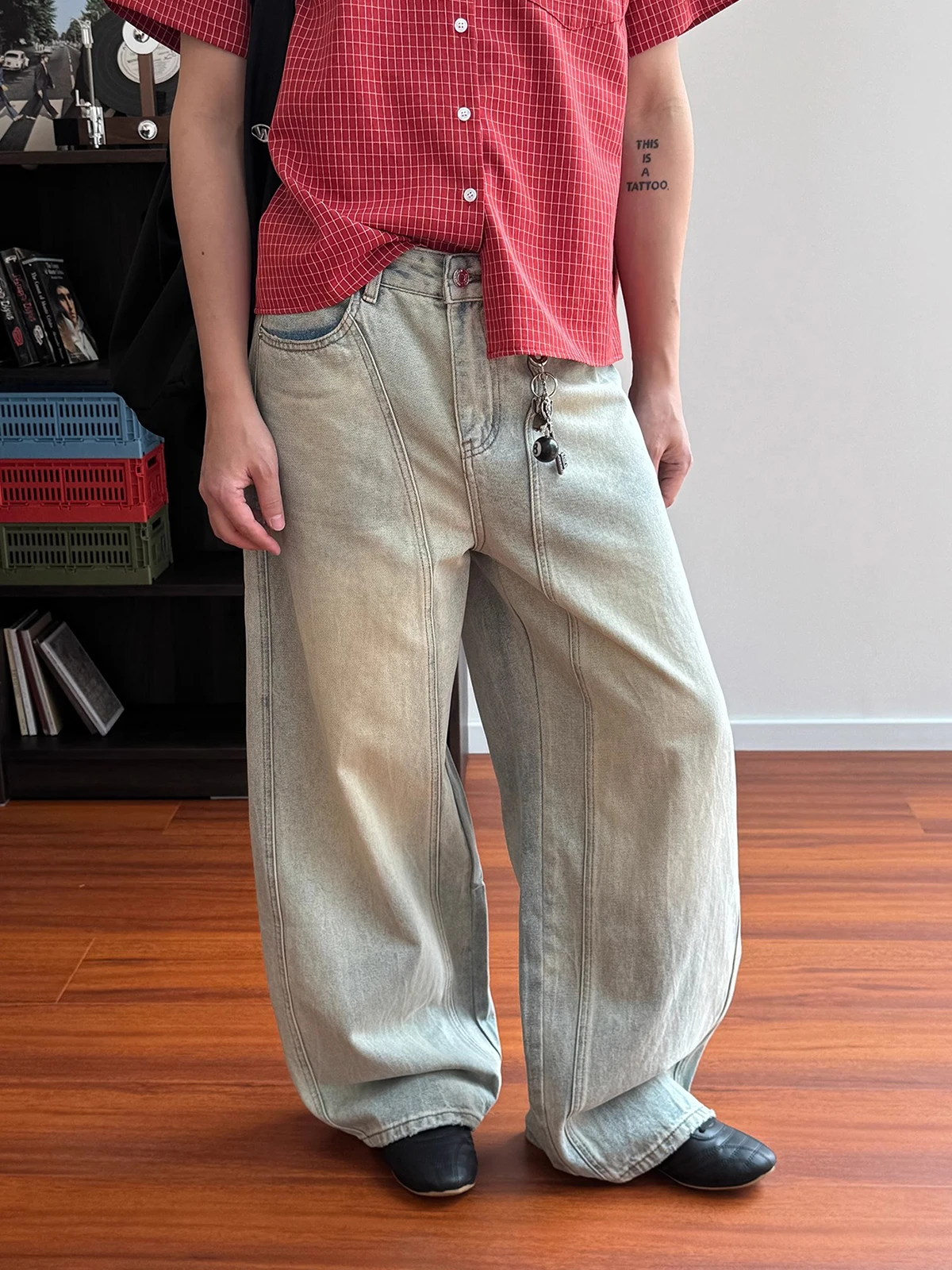 

American Retro Lazy Loose Fit Casual Denim Jeans Men's Loose Streetwear Wide Leg Long Pants Straight Leg Loose Fit Jeans