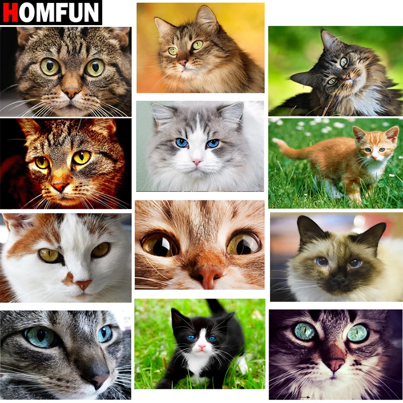 

HOMFUN алмазная живопись полный квадратный/круглый бриллиант "животный кошачий пейзаж" узор вышивка крестиком 5D горный хрусталь живопись