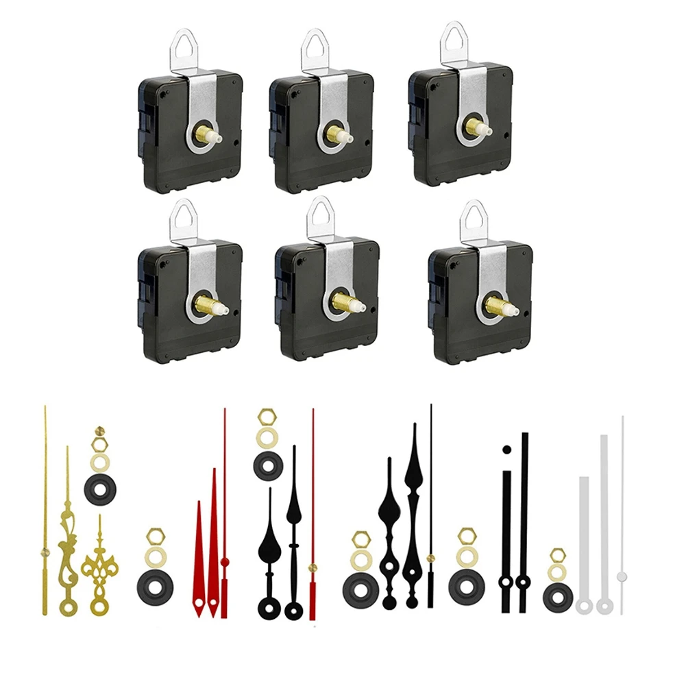 【Exclusive-Deal!】6PCS Quartz Clock Movement Mechanism Repair Tools Part with 6 Different Pairs Hand DIY Wall Clock Mechanism Set